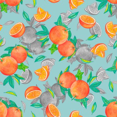 Portakal dilimlerinin kusursuz suluboya deseni..