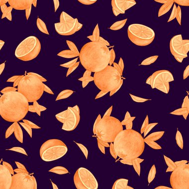 Portakal dilimlerinin kusursuz suluboya deseni..