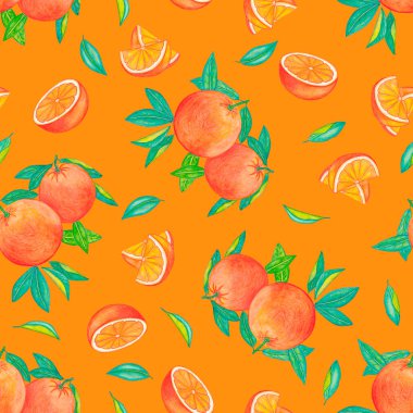 Portakal dilimlerinin kusursuz suluboya deseni..