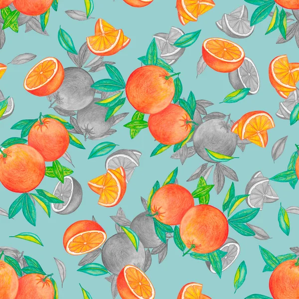 Portakal dilimlerinin kusursuz suluboya deseni..