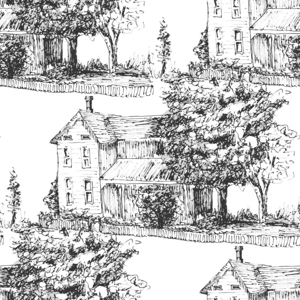 Эскиз Дома Парке — стоковый вектор