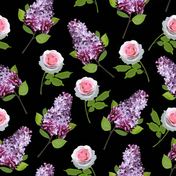 Suluboya güller ve yapraklarla kusursuz desen