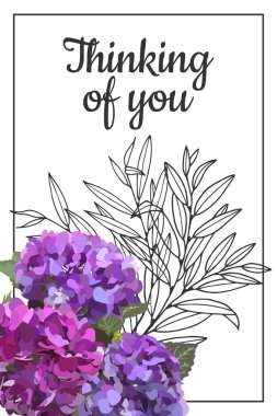 Seni düşünüyorum. Kart. Vektör hisse senedi illüstrasyonu E10.