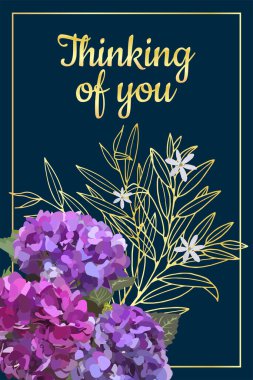 Seni düşünüyorum. Kart. Vektör hisse senedi illüstrasyonu E10.