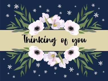 Seni düşünüyorum. Kart. Vektör hisse senedi illüstrasyonu E10.