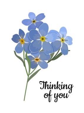 Çiçek kartın aklıma geldi. Vektör stok illüstrasyonu 