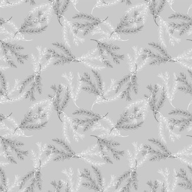 Elle çizilmiş yapraklarla kusursuz desen. vektör illüstrasyonu.