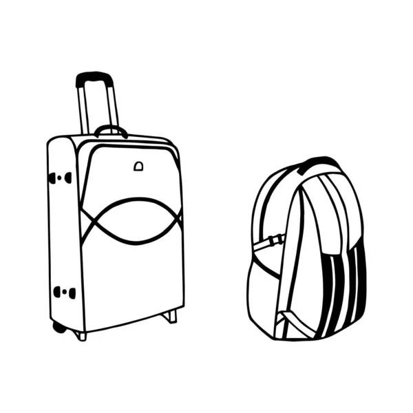 Sac Dos Voyage Une Valise Illustration Vectorielle Isoler Sur Fond — Image vectorielle