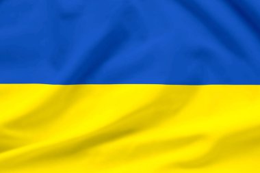 Ukrayna 'nın bayrak sallayan tekstil dokusunun bulanık görüntüsü