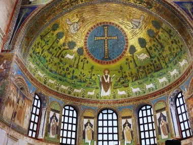 Interior of the church of Sant'Apollinare in Classe, Ravenna, Romagna, Italy clipart
