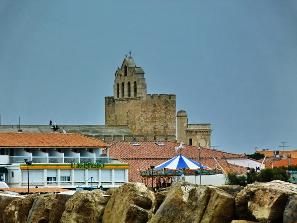 Pohled z věže kostela notre dame de la mer v st maries de la mer, camargue, Francie — Stock fotografie