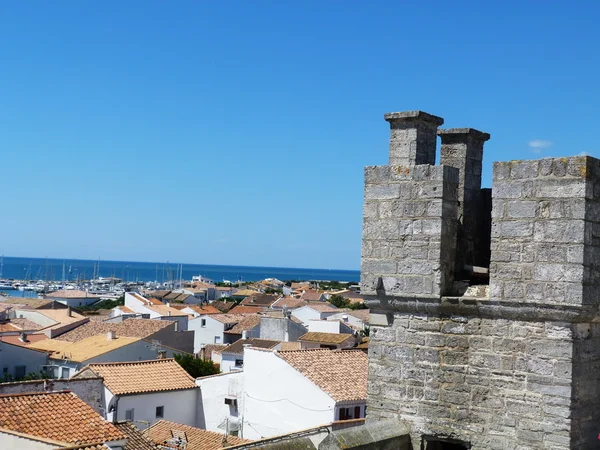 Vista de St Maries de la Mer do telhado da igreja de Notre Dame de la Mer — Fotografia de Stock