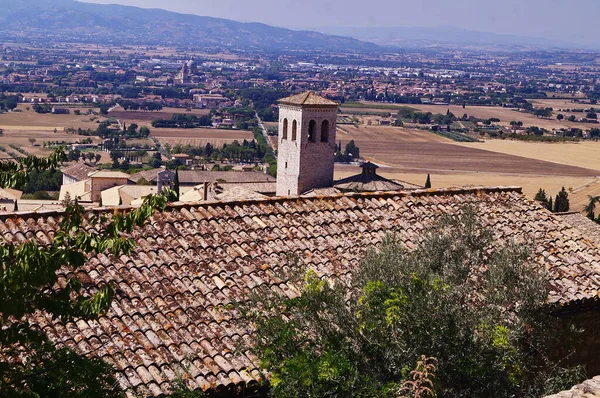 Vedere Aeriană Assisi Zonelor Rurale Înconjurătoare Italia — Fotografie, imagine de stoc