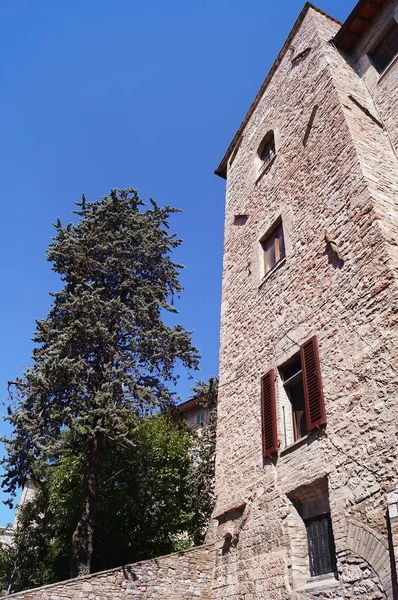 Tornhus Den Medeltida Gamla Staden Assisi Italien — Stockfoto