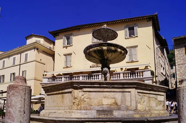 Brunnen Der Drei Löwen Assisi Italien — Stockfoto