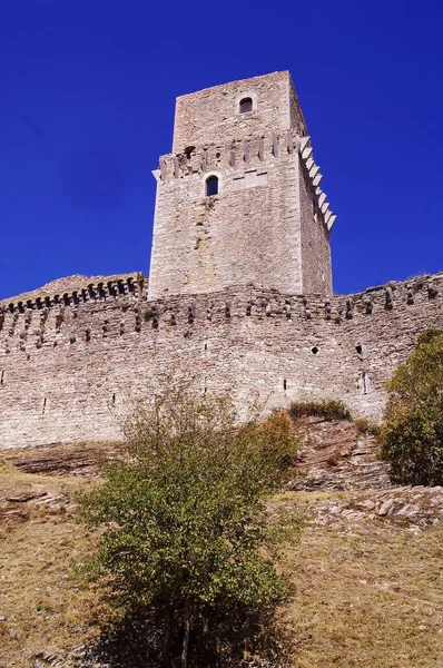 Stort Tårn Rocca Major Assisi Italia – stockfoto