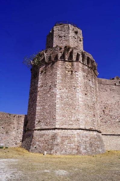 Großer Turm Der Rocca Major Assisi Italien — Stockfoto