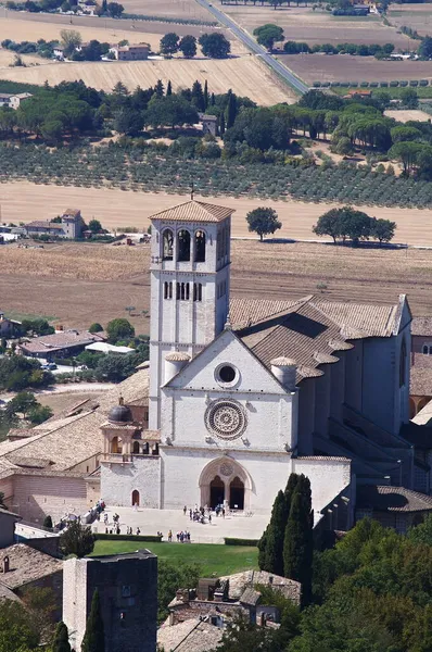 Luchtfoto Van Basiliek Van San Francesco Assisi Italië — Stockfoto