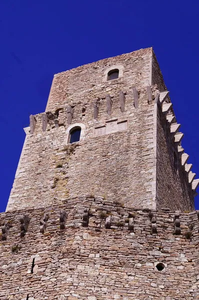 Μεγάλος Πύργος Του Rocca Major Στην Ασίζη Ιταλία — Φωτογραφία Αρχείου