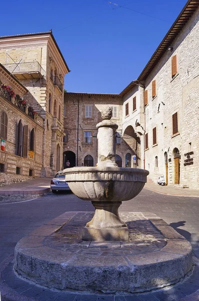 Fuente Plaza Del Vescovado Asís Italia — Foto de Stock