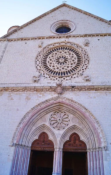 Gevel Van Basiliek Van San Francesco Assisi Italië — Stockfoto