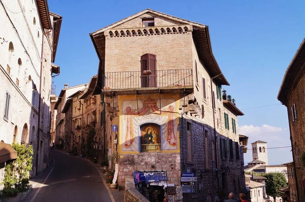 Straßen Mittelalterlichen Historischen Zentrum Von Assisi Italien — Stockfoto