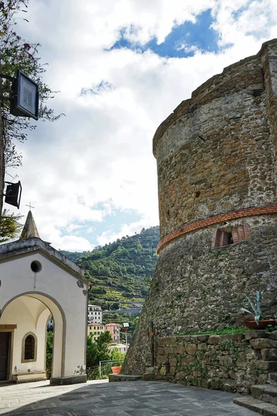 Kapelle Neben Dem Schloss Von Riomaggiore Cinque Terre Italien — Stockfoto