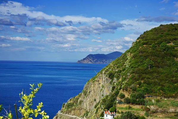 意大利Cinque Terre Riomaggiore海上悬崖 — 图库照片