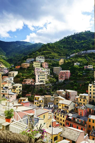 Widok Wioskę Riomaggiore Cinque Terre Włochy — Zdjęcie stockowe