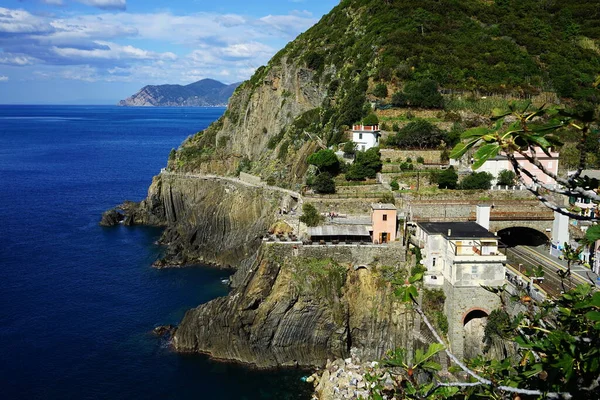 Klippe Meer Riomaggiore Cinque Terre Italien — Stockfoto