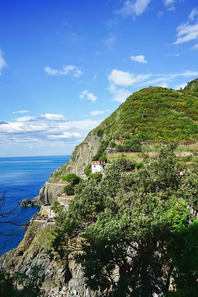 Cliff Sea Riomaggiore Cinque Terre Itália — Fotografia de Stock