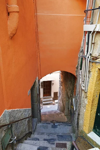 Vicolo Nel Paese Riomaggiore Cinque Terre Italia — Foto Stock