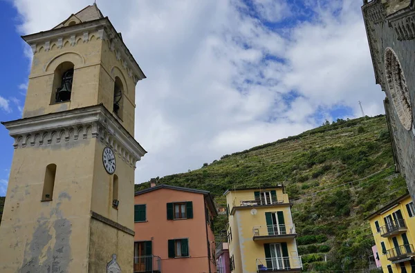 Bell Tower Church San Lorenzo Martire Manarola Cinque Terre Italy — Stock Photo, Image