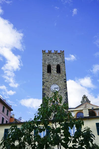 Bell Tower Church San Giovanni Battista Monterosso Cinque Terre Italy - Stock-foto