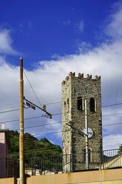 Bell Tower Church San Giovanni Battista Monterosso Cinque Terre Italy — стоковое фото