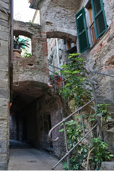 İtalya, Cinque Terre, Corniglia köyünün sokağı.