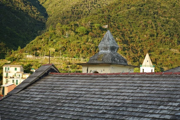 Dach Und Glockenturm Der Kirche San Pietro Corniglia Cinque Terre — Stockfoto