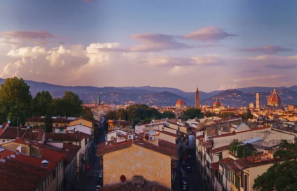 Utsikt Över Florens Från Medeltida Murar Vid Solnedgången Italien — Stockfoto