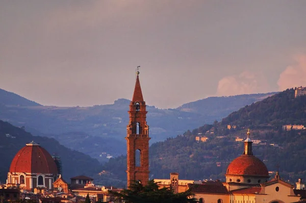 Vista Florença Das Muralhas Medievais Pôr Sol Itália — Fotografia de Stock