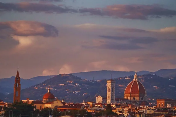 Utsikt Över Florens Från Medeltida Murar Vid Solnedgången Italien — Stockfoto