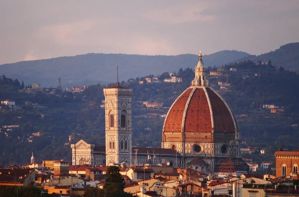 Vue Aérienne Cathédrale Florence Coucher Soleil Italie — Photo