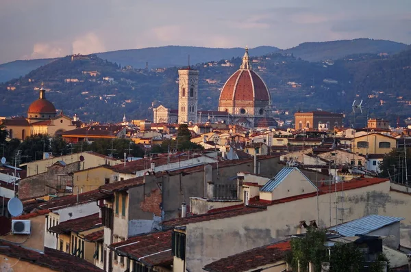 Vue Florence Depuis Les Murs Médiévaux Coucher Soleil Italie — Photo