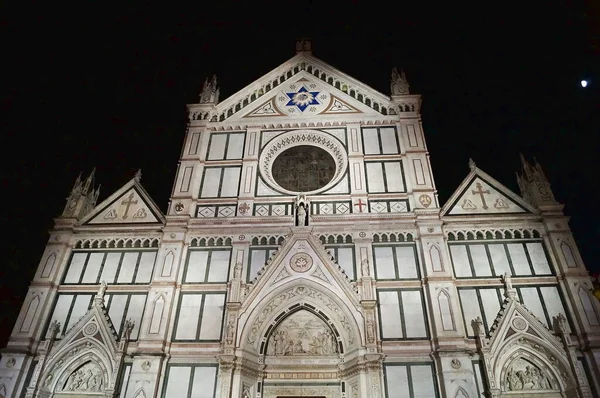 Fachada Igreja Santa Croce Noite Florença Itália — Fotografia de Stock