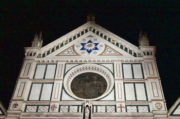 Facade Church Santa Croce Night Florence Italy — Stock Photo, Image