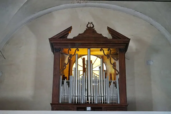 Órgão Tubulação Igreja San Jacopo Gallicano Garfagnana Toscana Itália — Fotografia de Stock