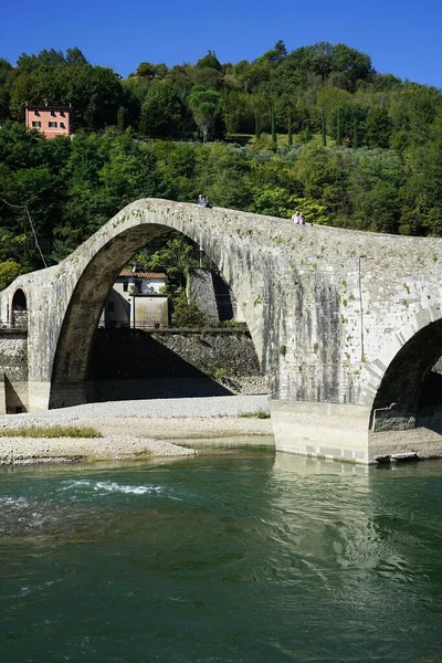 Maddalena Brücke Vom Teufel Genannt Borgo Mozzano Der Garfagnana Toskana — Stockfoto