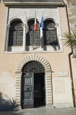Entrance gate of the Malaspina castle in Carrara, Tuscany, Italy