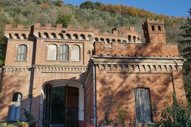 Building at the entrance to the park of Villa Fabbricotti in Carrara, Tuscany, Italy