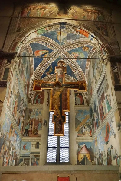 Interiorul Bazilicii San Francesco Din Arezzo Toscana Italia — Fotografie, imagine de stoc