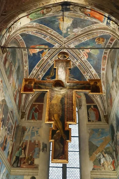 Arezzo Tuscany Talya Daki San Francesco Bazilikası Nda Haç Freskler — Stok fotoğraf